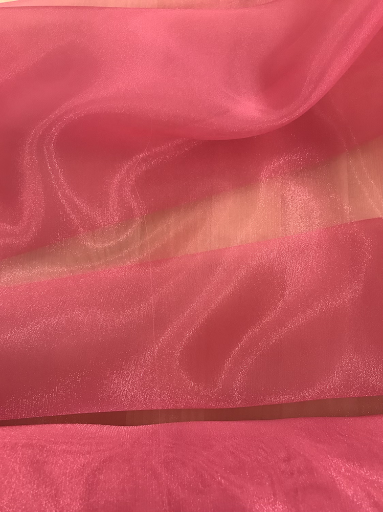 Crystal Organza Polyester Fabric - Pink Coral, Sheer With Subtle Shine, 58/59" Width (1 Yard)
