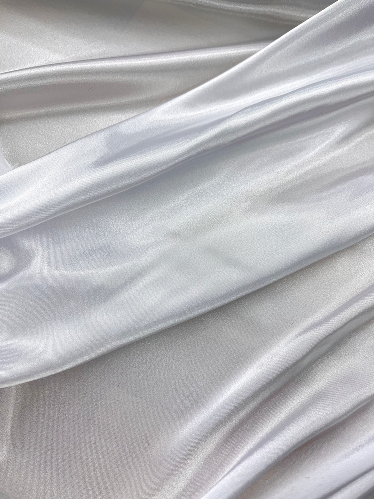 Charmeuse Polyester Fabric - White, Satin Finish, 58/59" Width (1 Yard)