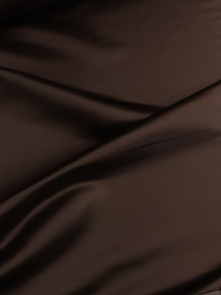 Peau De Soie Dull Satin Polyester Fabric - Chocolate Brown, 58/59" Width (1 Yard)