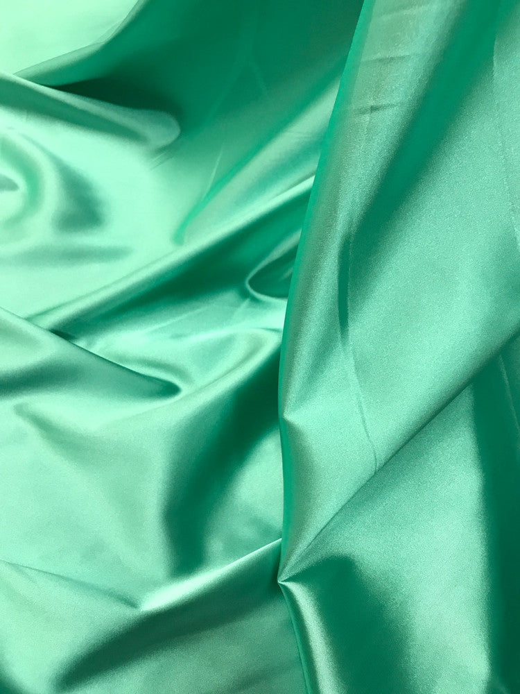 Stretch Charmeuse Polyester Spandex Fabric - Jade Green, 58/59" Width (1 Yard)