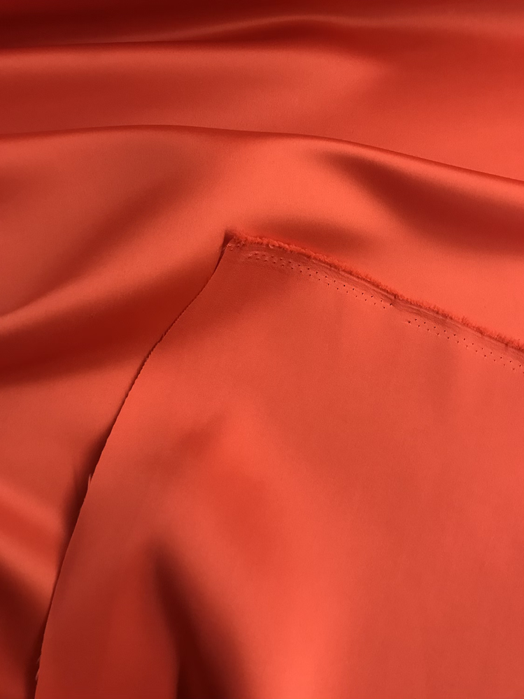 Peau De Soie Dull Satin Polyester Fabric - Burnt Orange, 58/59" Width (1 Yard)