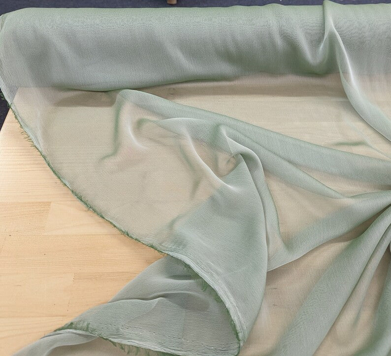Two Tone Chiffon Polyester Fabric - Sage Green, 58/59" Width (1 Yard)