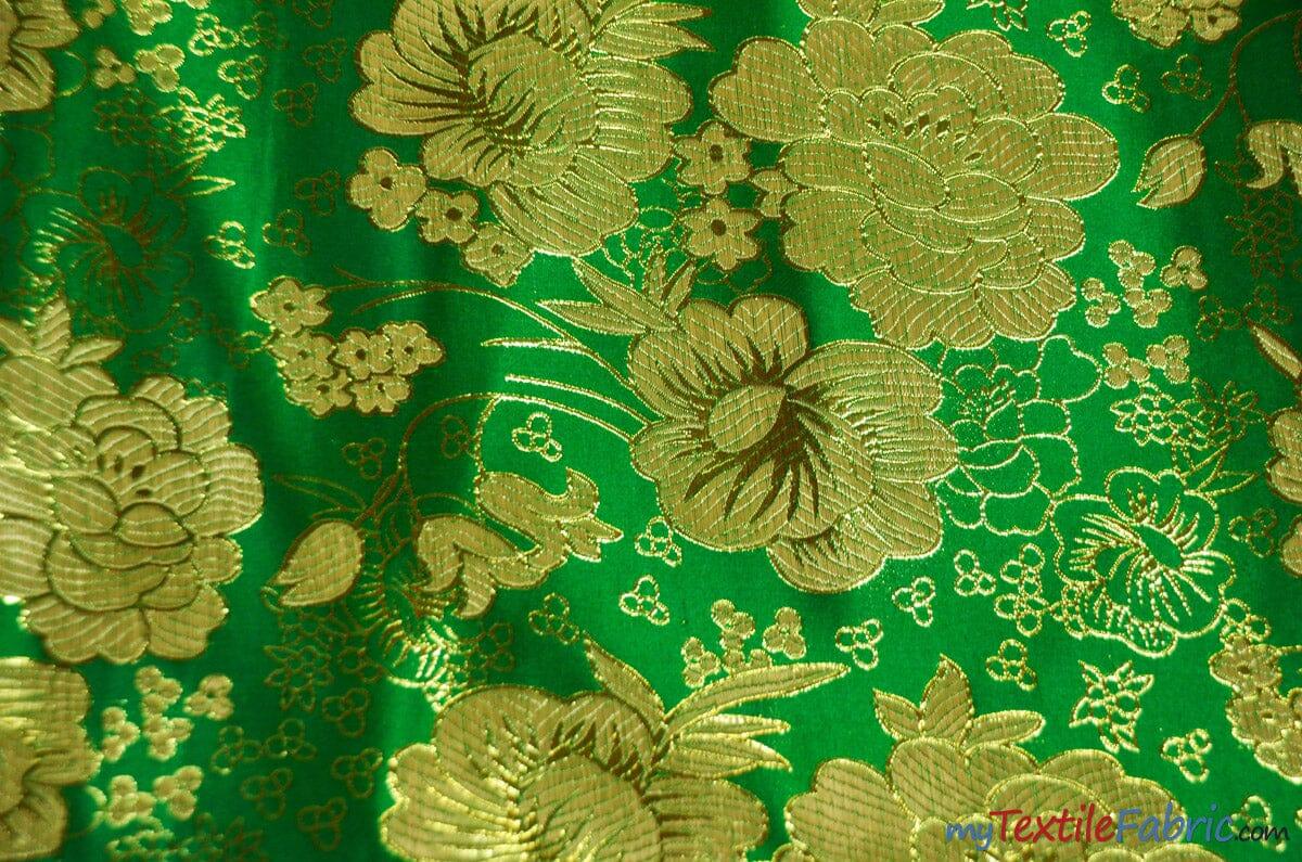 Oriental Metallic Flower Brocade Metallic Brocade Fabric - Metallic Flower, 58" Width (1 Yard)