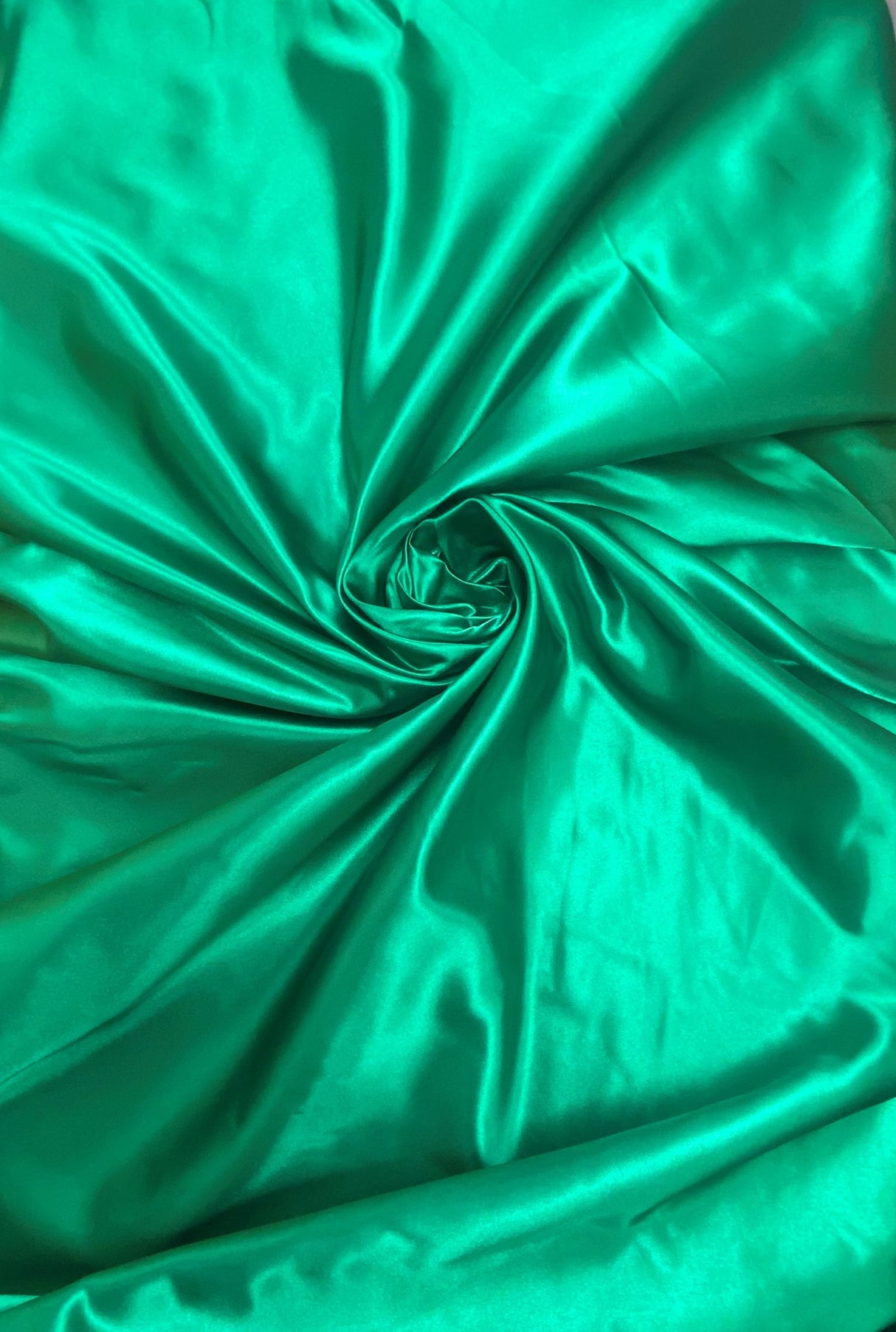Flag Green Polyester Bridal Satin Fabric - Flag Green, Sheen, 58"-60" Width (1 Yard)