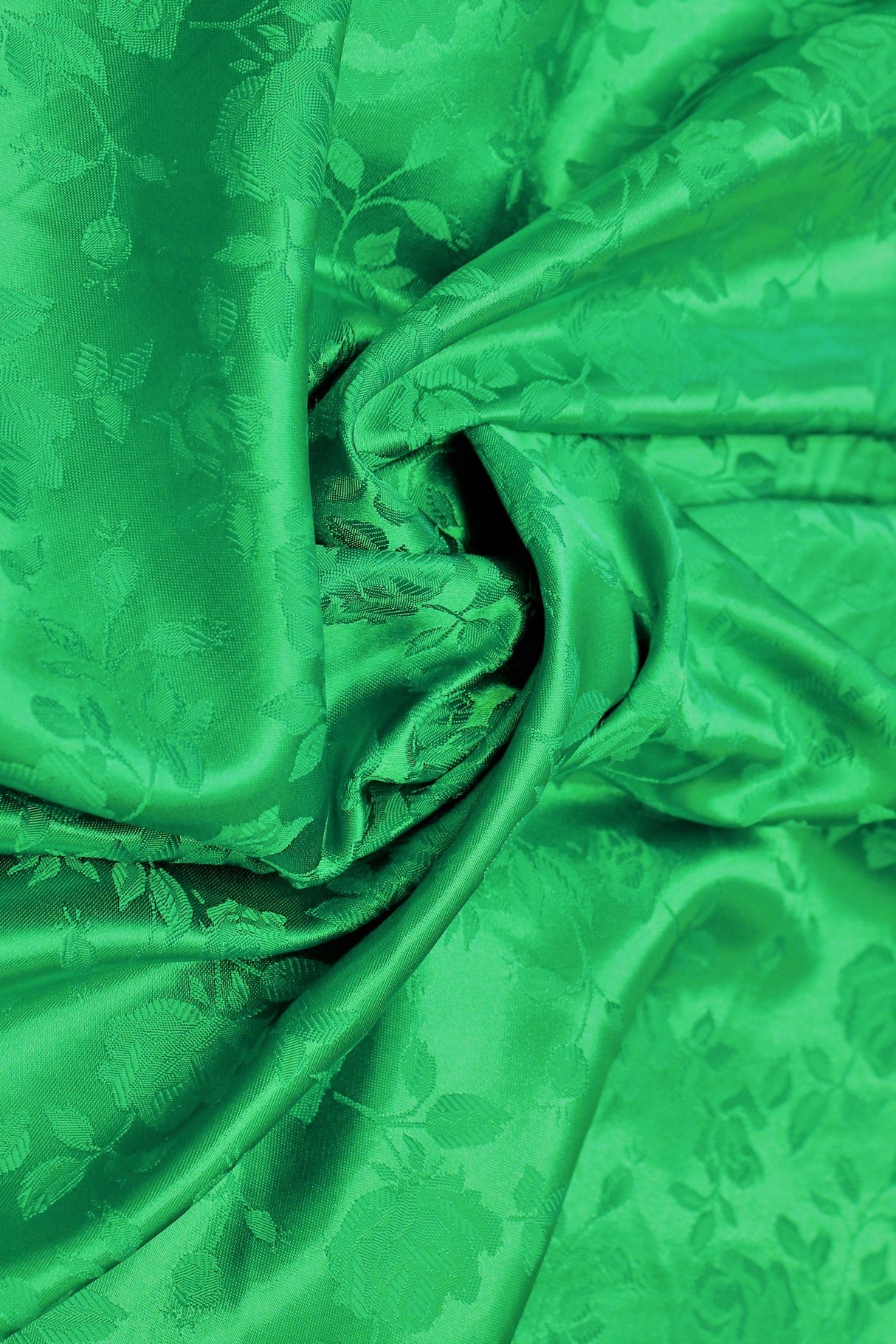 Kelly Green Jacquard Satin Fabric - Kelly Green, Reversible, 58"-60" Width (1 Yard)