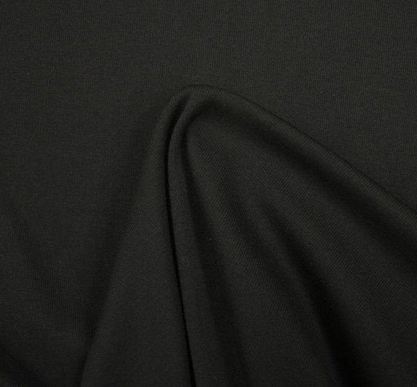 1 Yard Fleece Rib Solid Black Fabric 54 Inches Wide 89% Polyester 11% Cotton