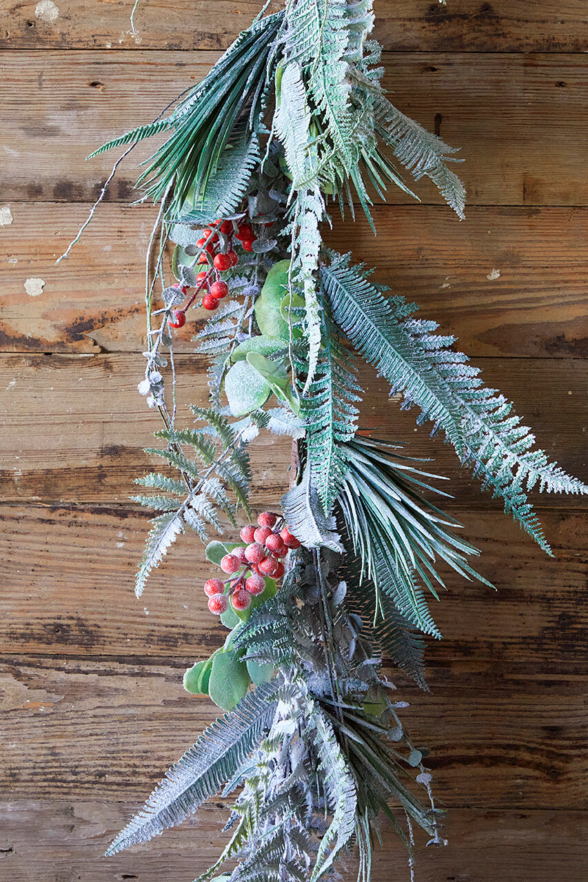65” Flocked Fern Garland