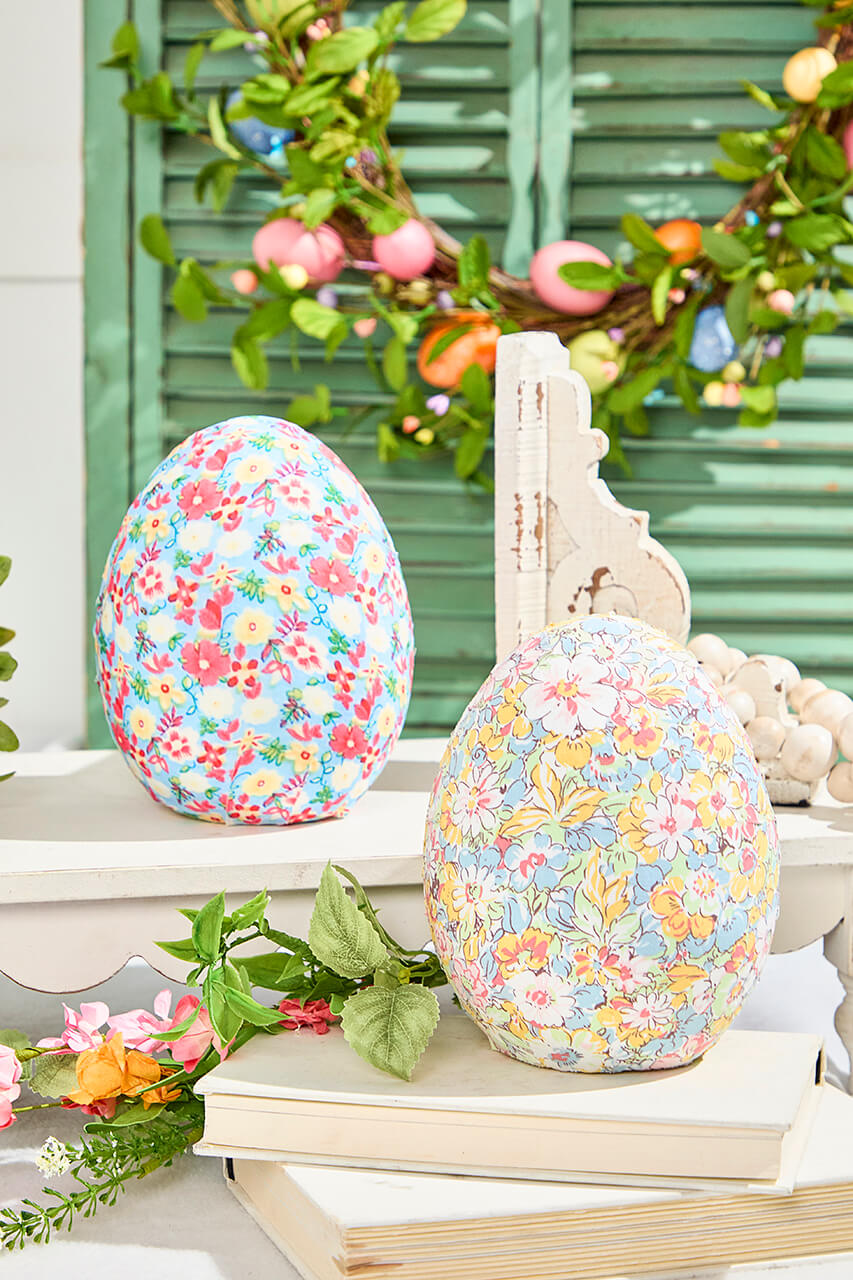 8" Floral Fabric Egg