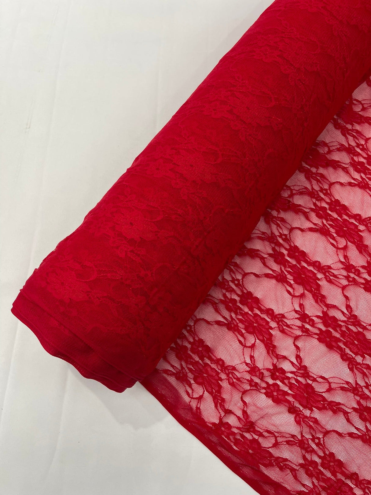 Floral Stretch Lace Nylon Fabric - Floral Pattern, 58" Width (1 Yard)