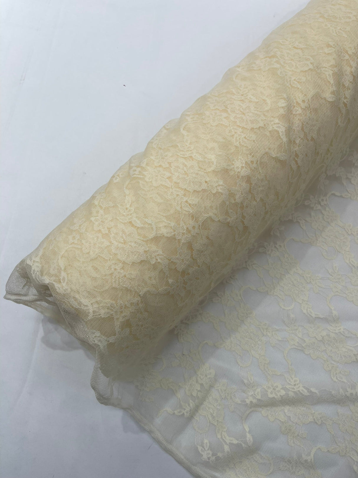 Floral Stretch Lace Nylon Fabric - Floral Pattern, 58" Width (1 Yard)