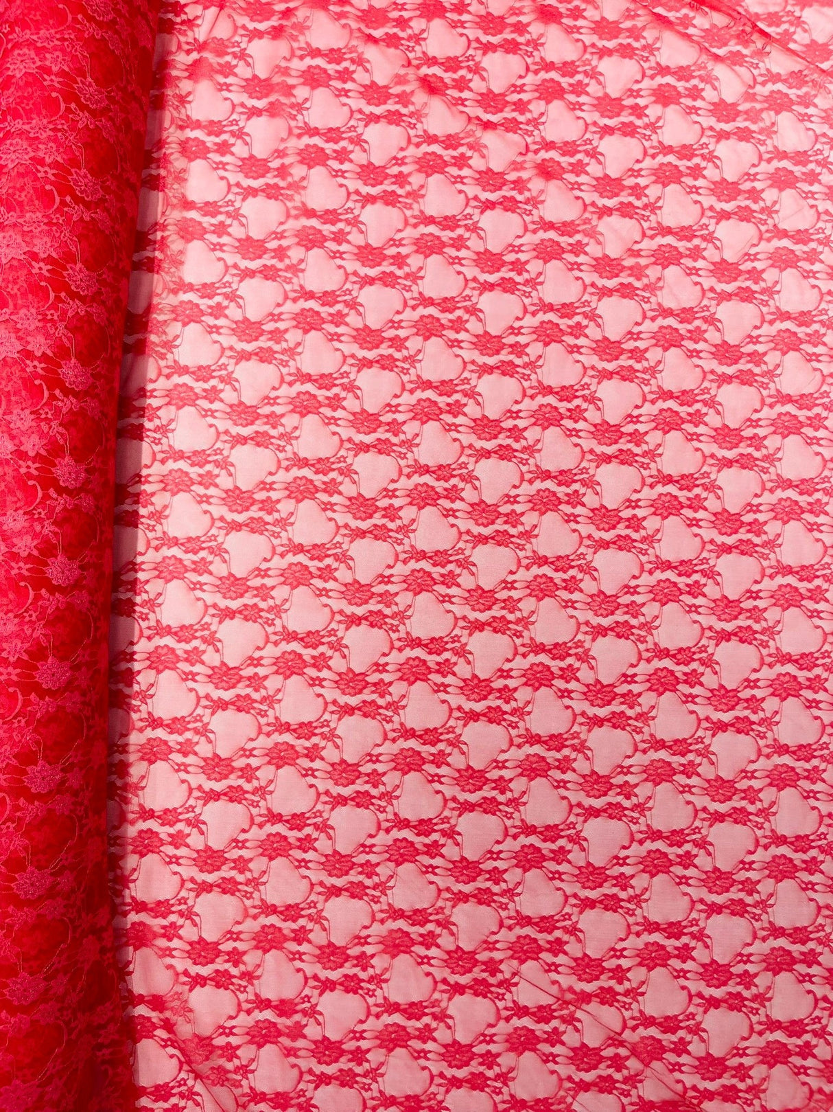 Floral Stretch Lace Nylon Fabric - Floral Pattern, 58" Width (1 Yard)