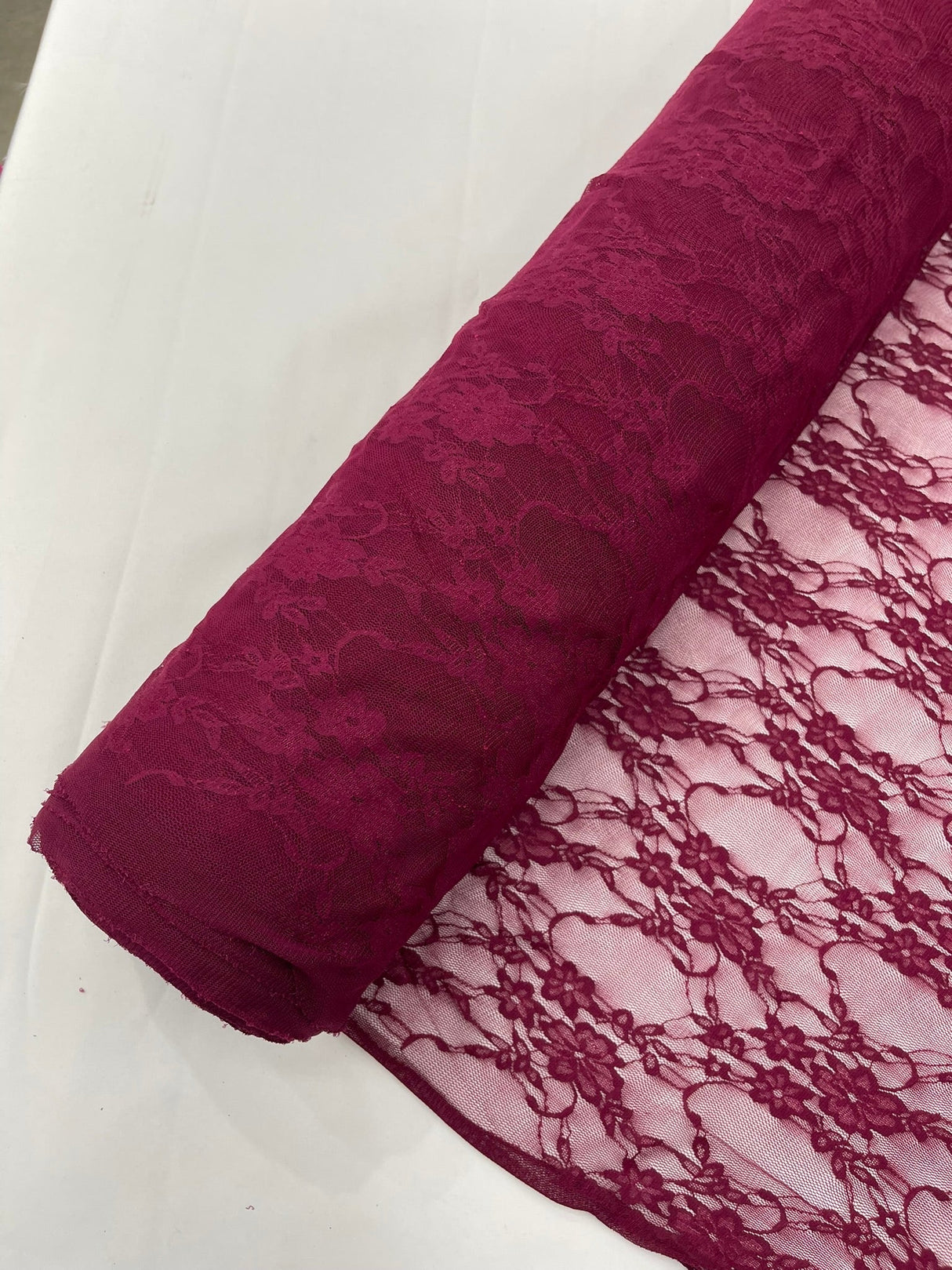 Floral Stretch Lace Nylon Fabric - Floral Pattern, 58" Width (1 Yard)