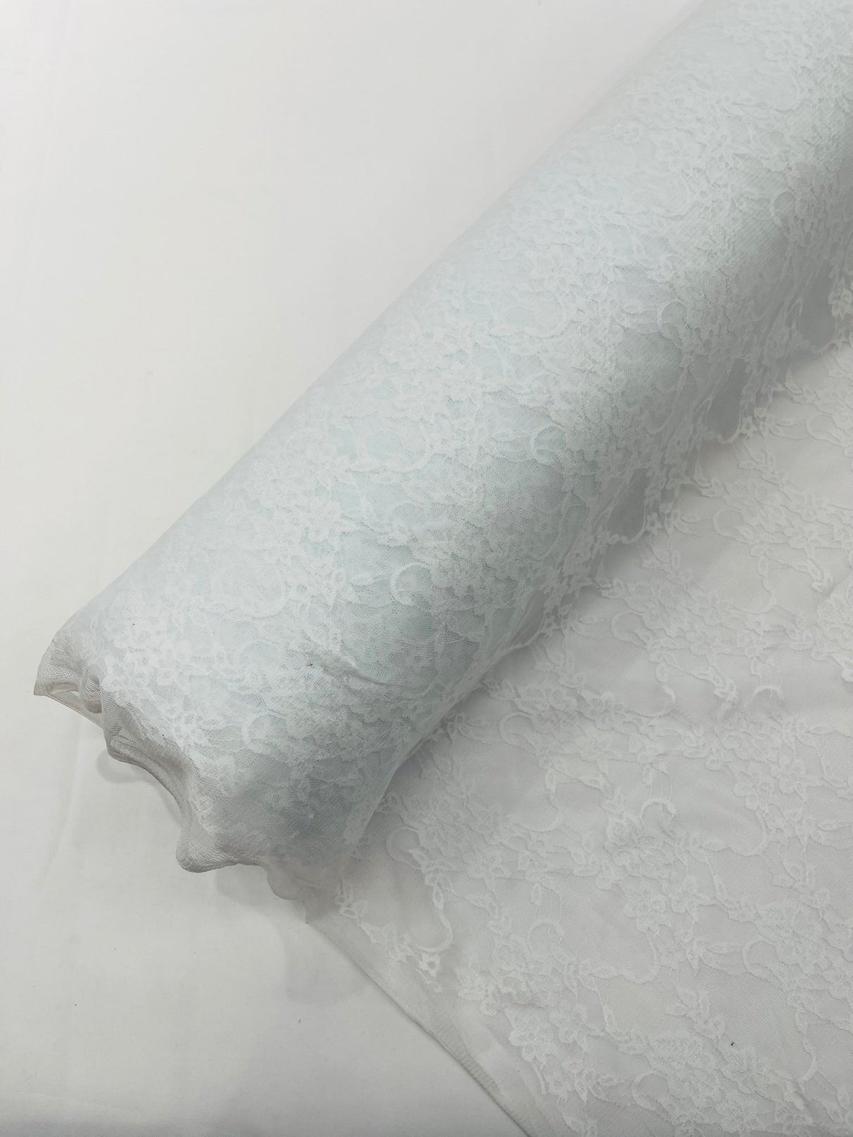 Floral Stretch Lace Nylon Fabric - Floral Pattern, 58" Width (1 Yard)