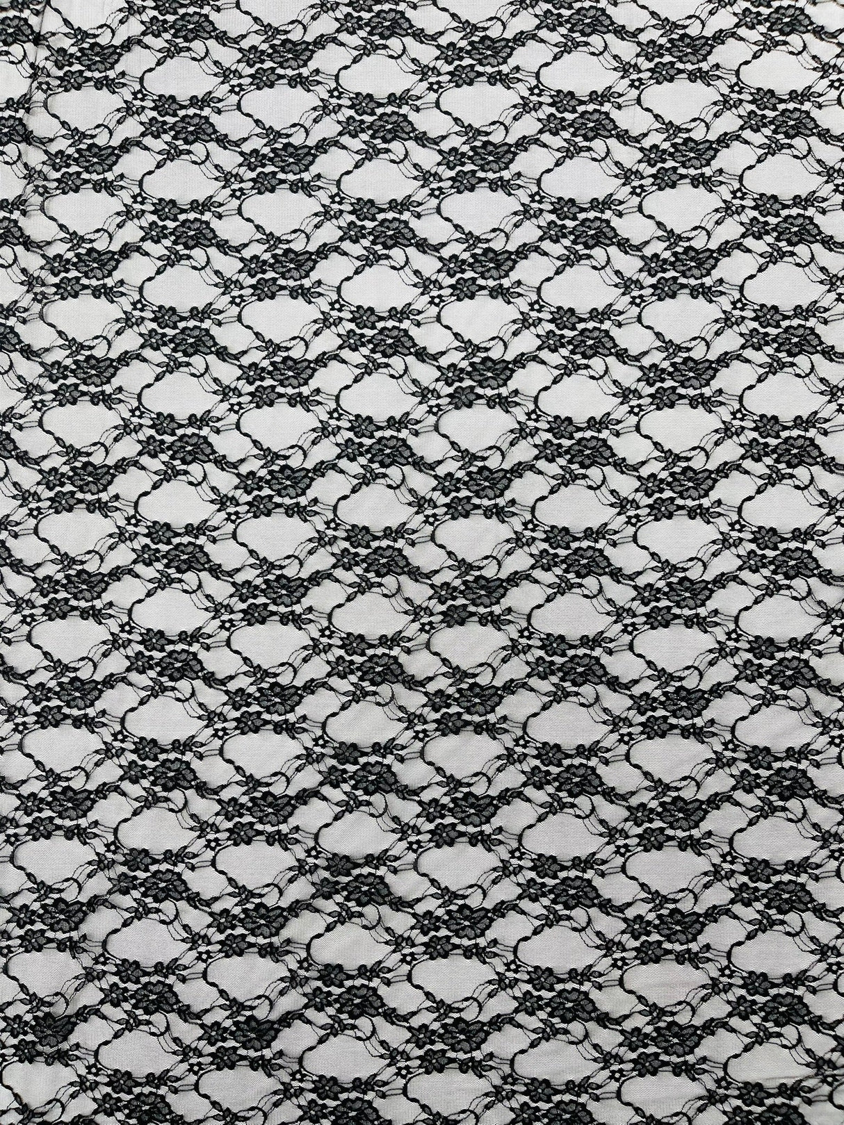 Floral Stretch Lace Nylon Fabric - Floral Pattern, 58" Width (1 Yard)