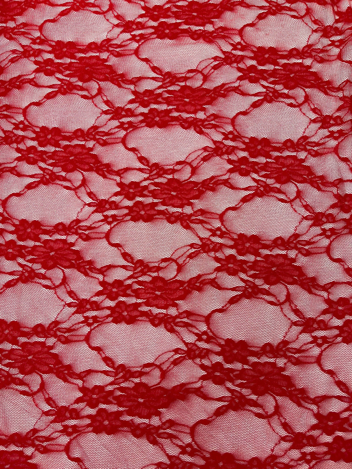 Floral Stretch Lace Nylon Fabric - Floral Pattern, 58" Width (1 Yard)
