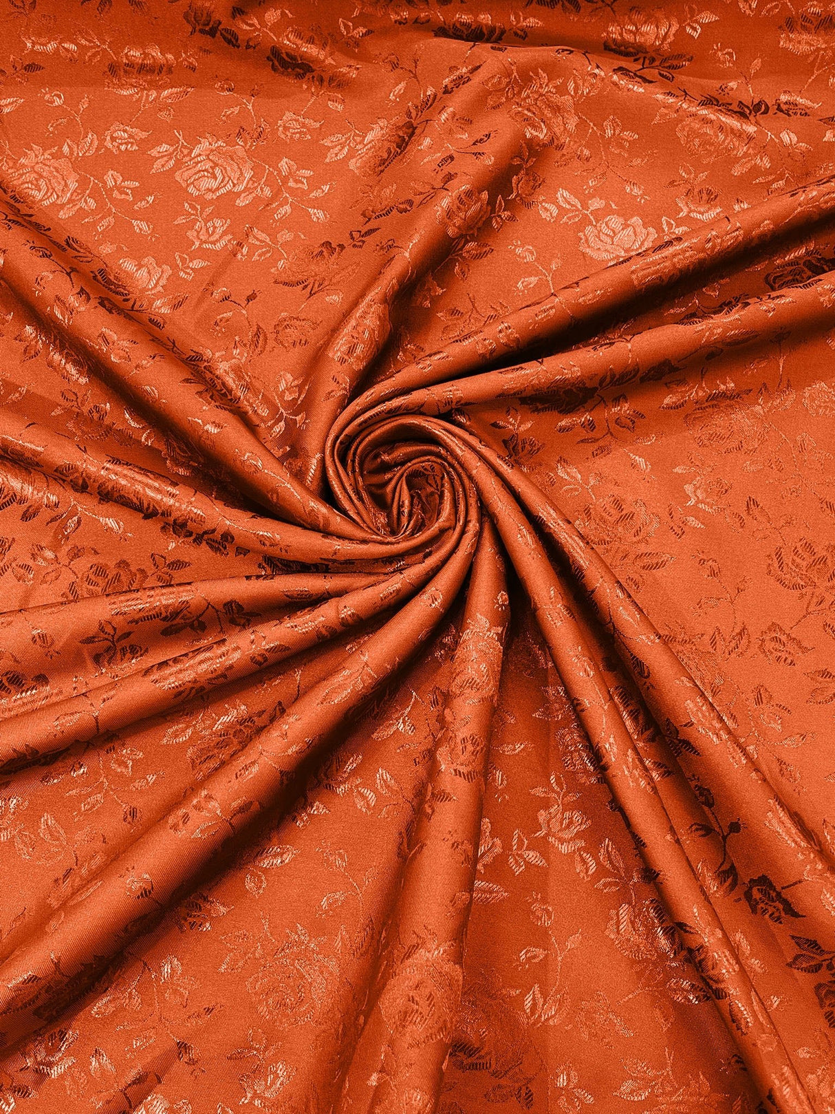 Flower Rose Jacquard Satin Fabric - Floral Brocade, 58" Width (1 Yard)