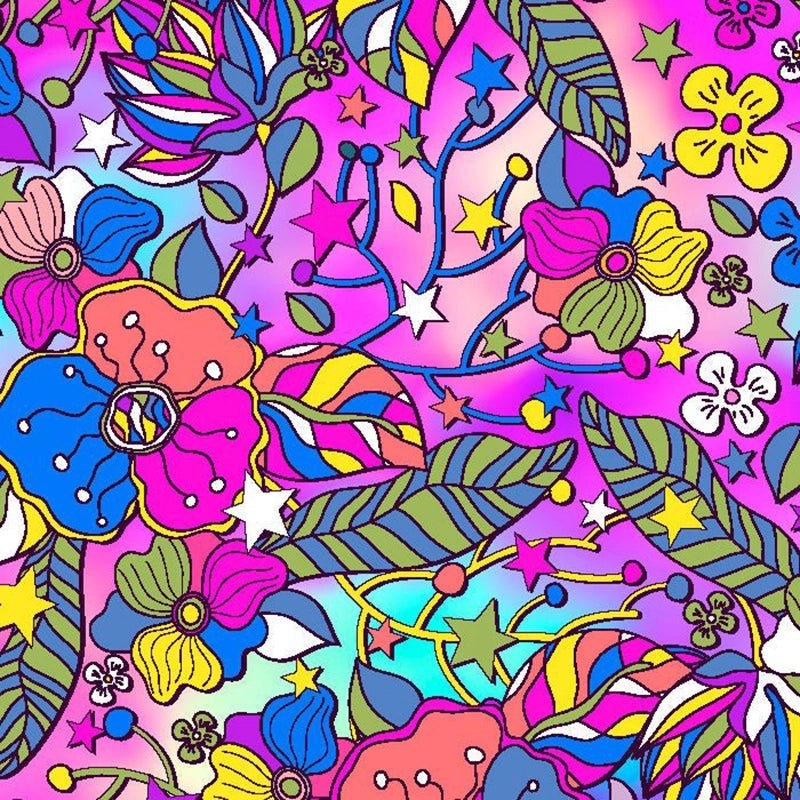 Printed Spandex Flower Stars 4