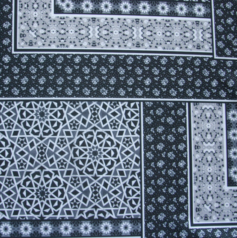 Swim Knit Nylon Spandex Flower/Star Abstract Black White Grey