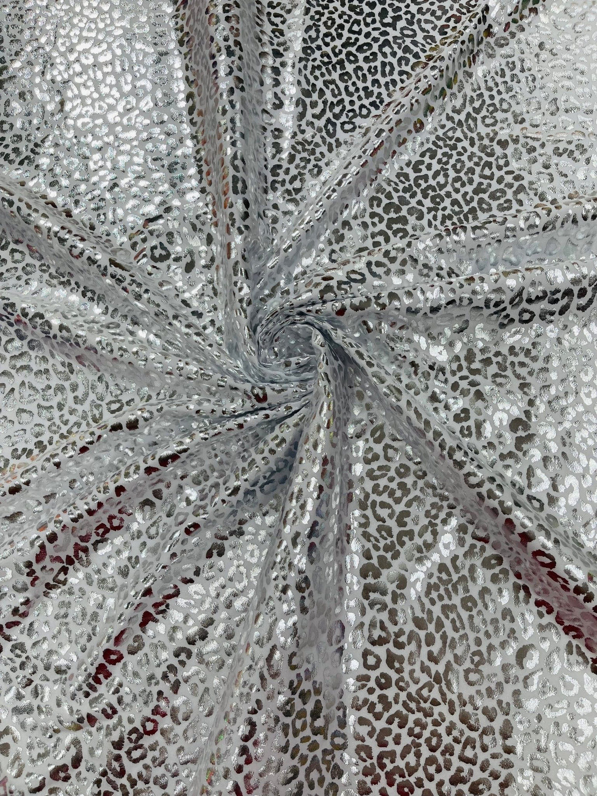 Foil Leopard Print Nylon Spandex Fabric - Metallic Leopard Print, 58-60" Width (1 Yard)