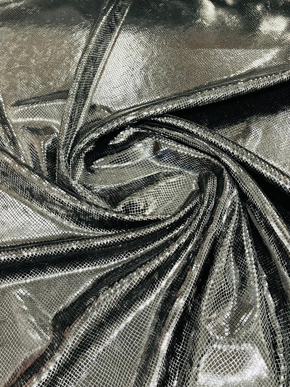Foil Snake Stretch Velvet Fabric - Iridescent Snake Print, 58" Width (1 Yard)