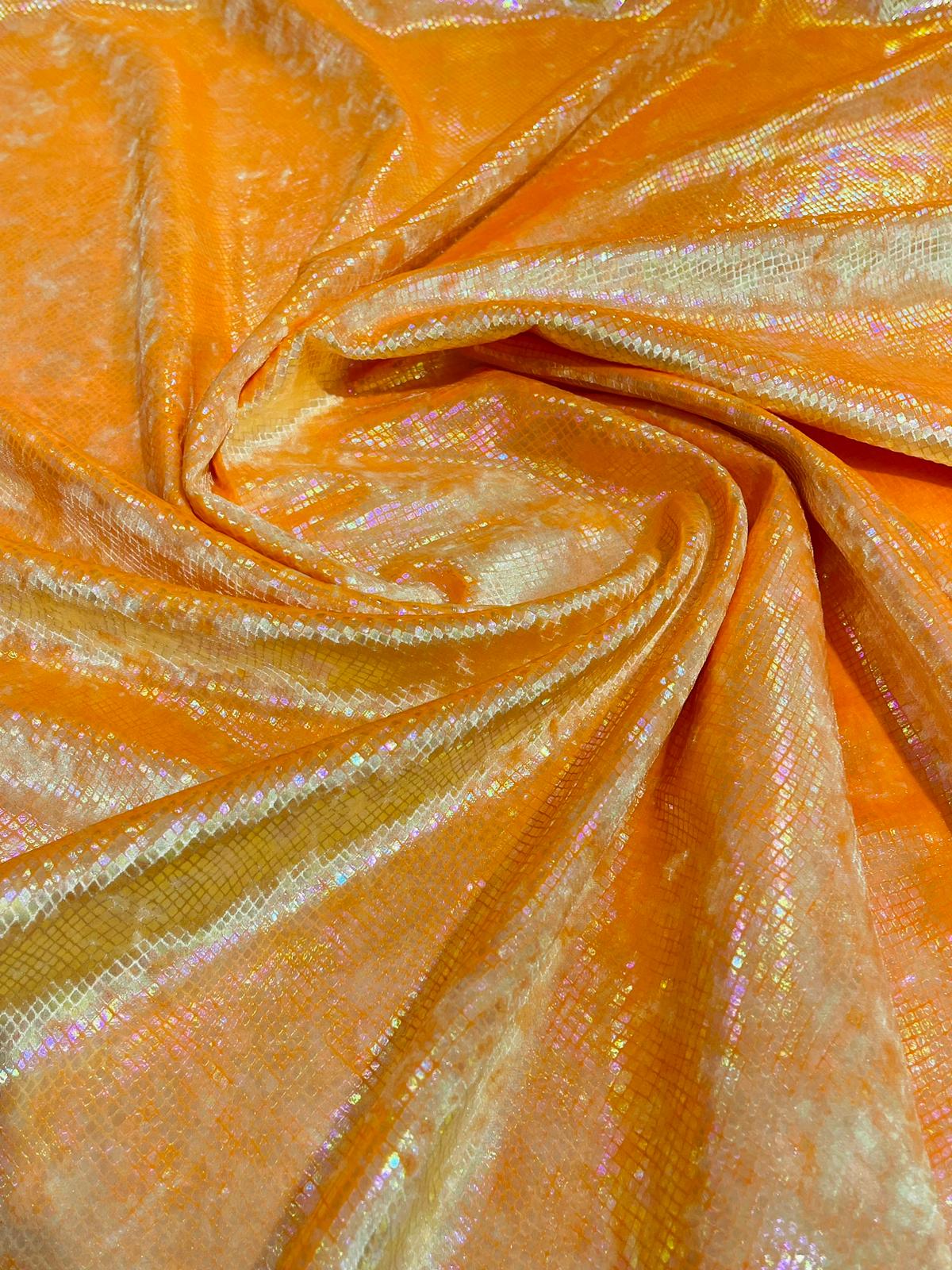 Foil Snake Stretch Velvet Fabric - Iridescent Snake Print, 58" Width (1 Yard)