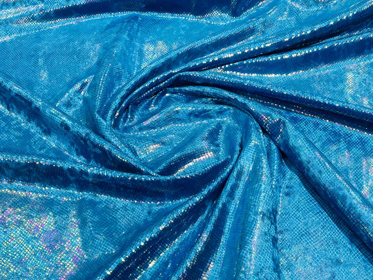 Foil Snake Stretch Velvet Fabric - Iridescent Snake Print, 58" Width (1 Yard)