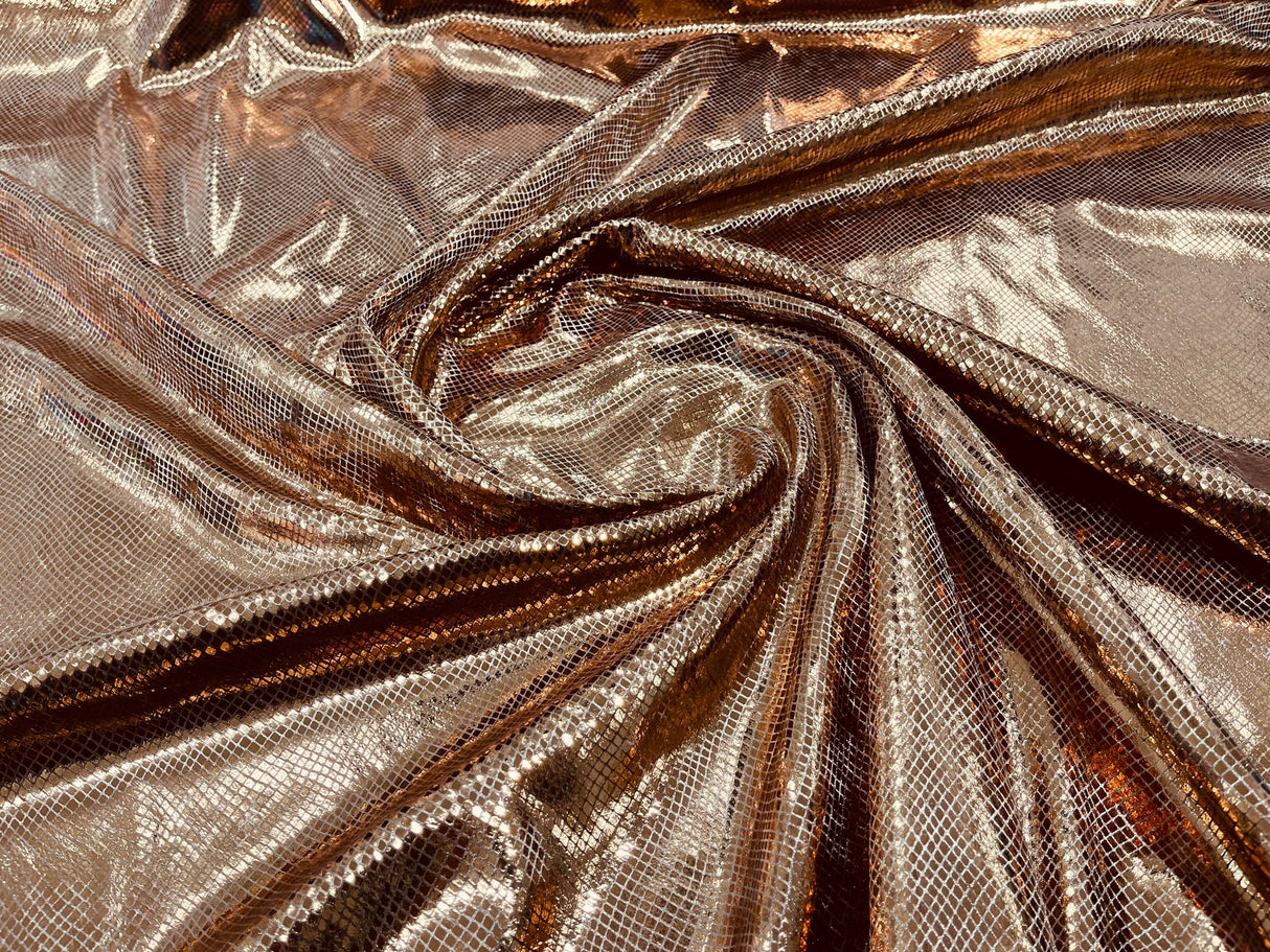 Foil Snake Stretch Velvet Fabric - Iridescent Snake Print, 58" Width (1 Yard)