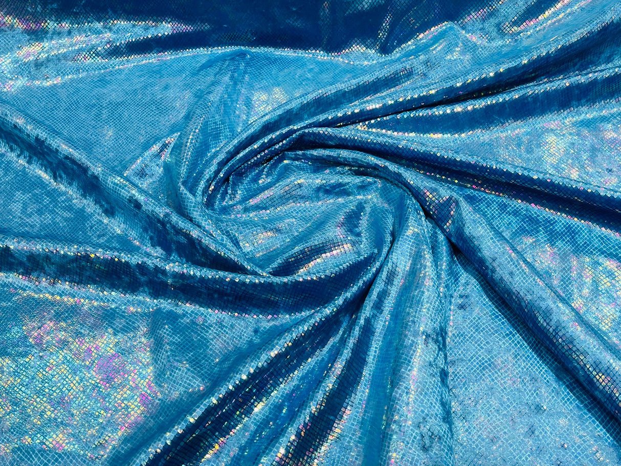 Foil Snake Stretch Velvet Fabric - Iridescent Snake Print, 58" Width (1 Yard)