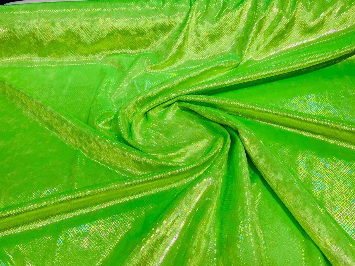 Foil Snake Stretch Velvet Fabric - Iridescent Snake Print, 58" Width (1 Yard)