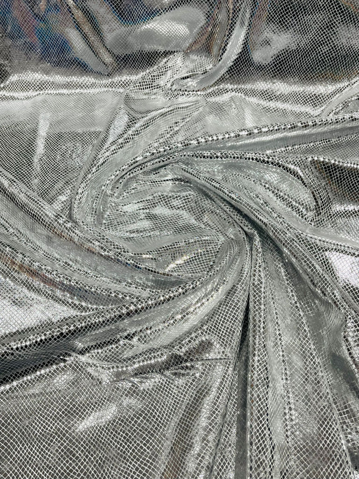Foil Snake Stretch Velvet Fabric - Iridescent Snake Print, 58" Width (1 Yard)