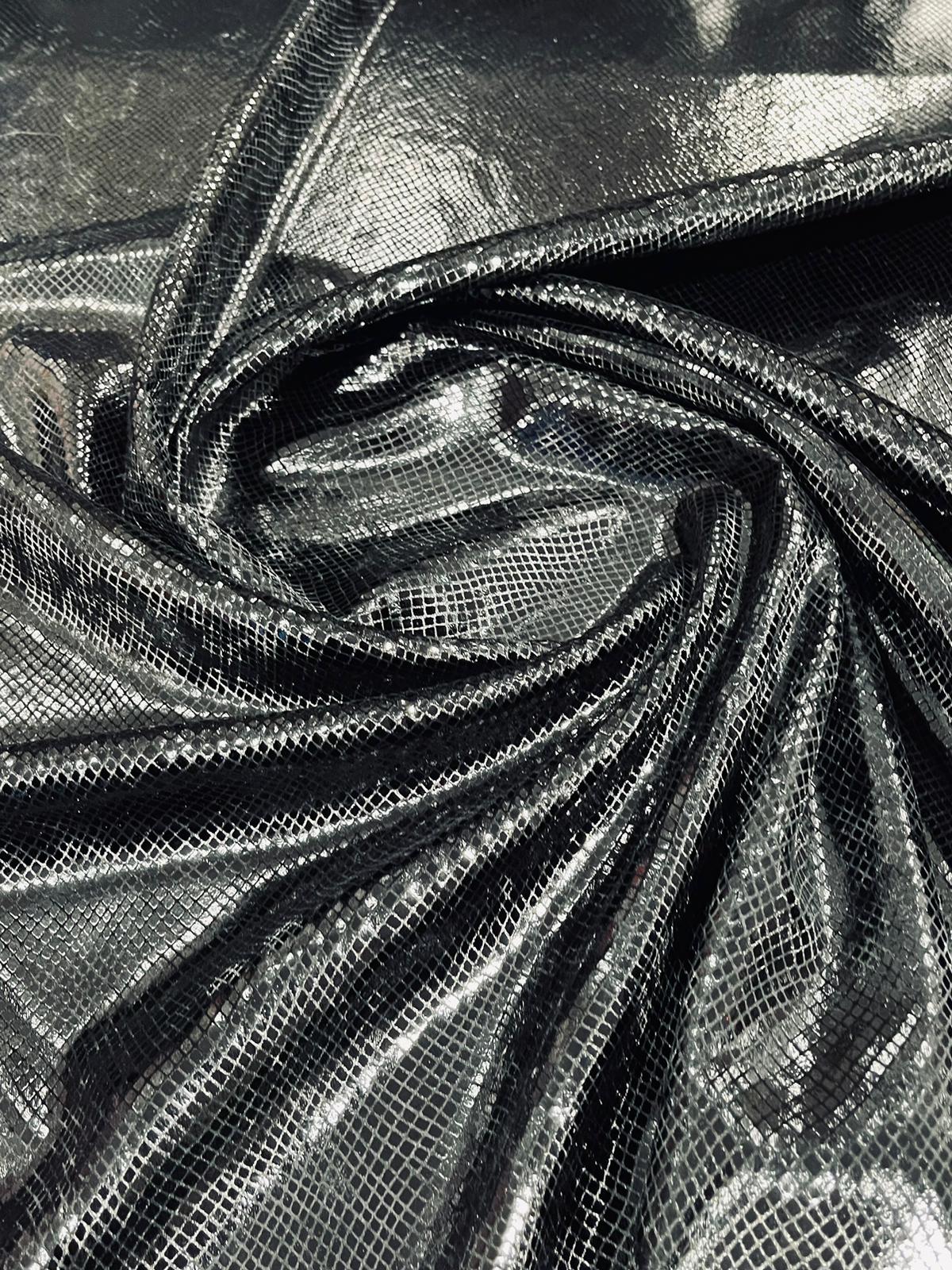 Foil Snake Stretch Velvet Fabric - Iridescent Snake Print, 58" Width (1 Yard)