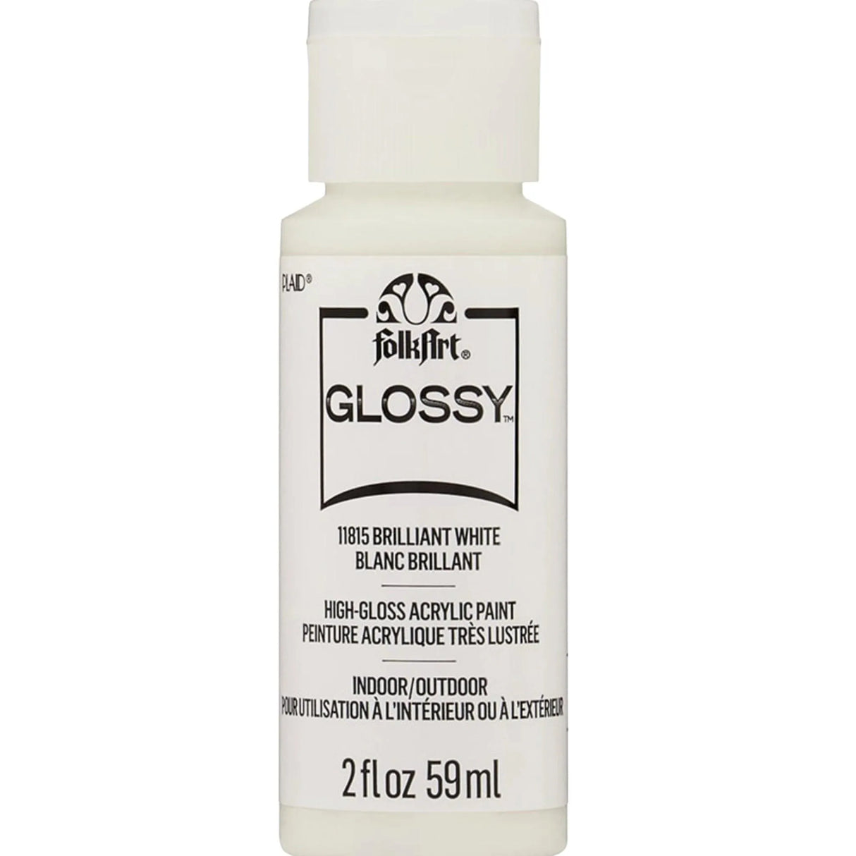 FolkArt Glossy Acrylic Paint - Brilliant White (2 oz Bottle)