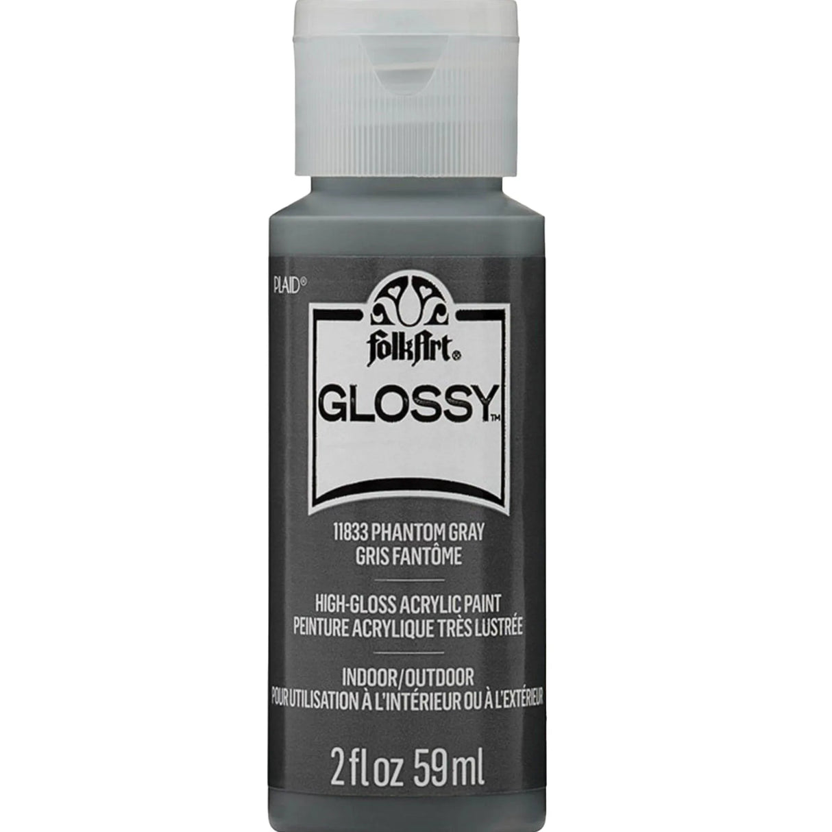 FolkArt Glossy Acrylic Paint - Phantom Gray (2 oz Bottle)