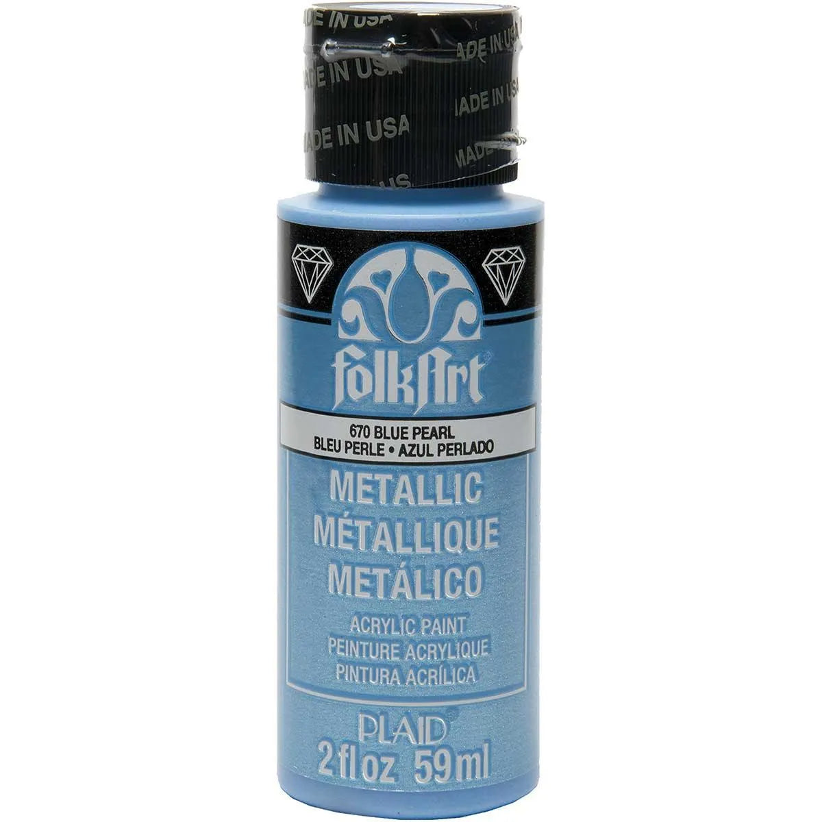 FolkArt Metallic Acrylic Paint - Blue Pearl (2 oz Bottle)