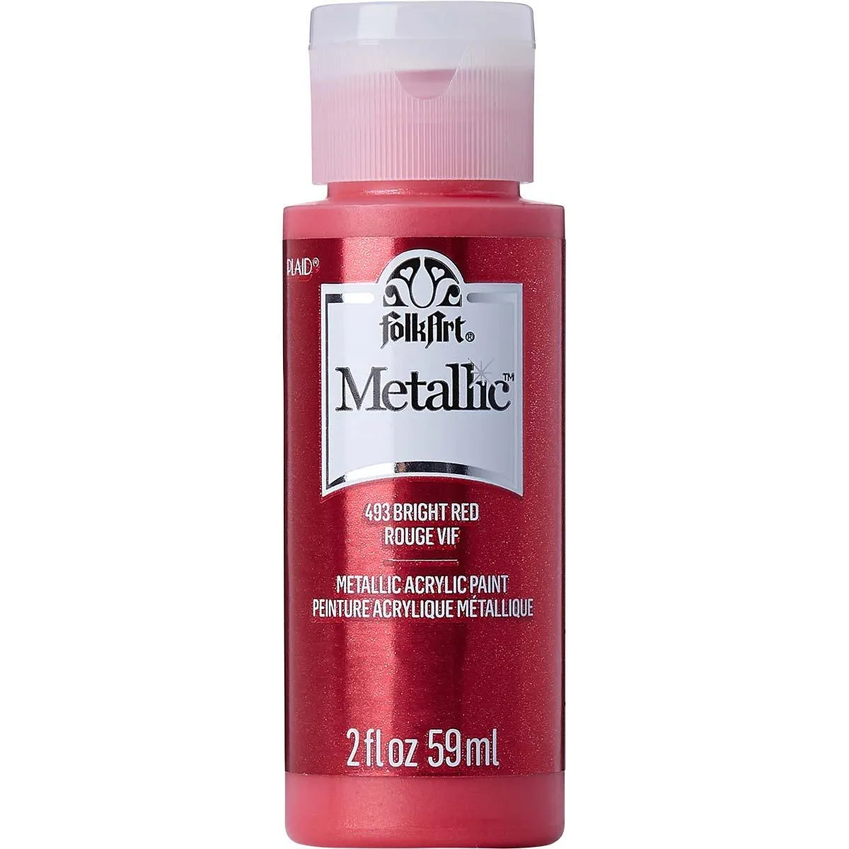 FolkArt Metallic Acrylic Paint - Bright Red (2 oz Bottle)