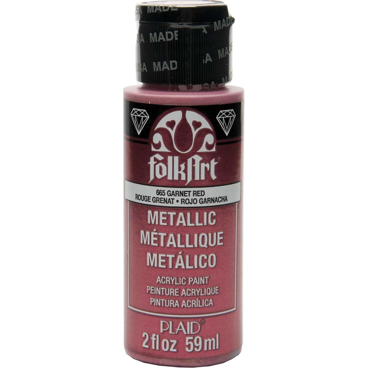 FolkArt Metallic Acrylic Paint - Garnet Red (2 oz Bottle)