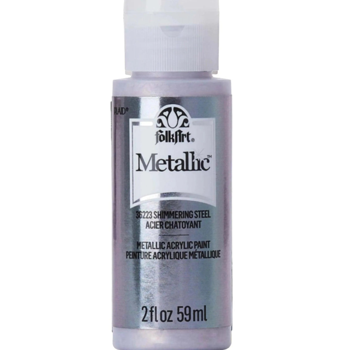 FolkArt Metallic Acrylic Paint - Shimmering Steel (2 oz Bottle)