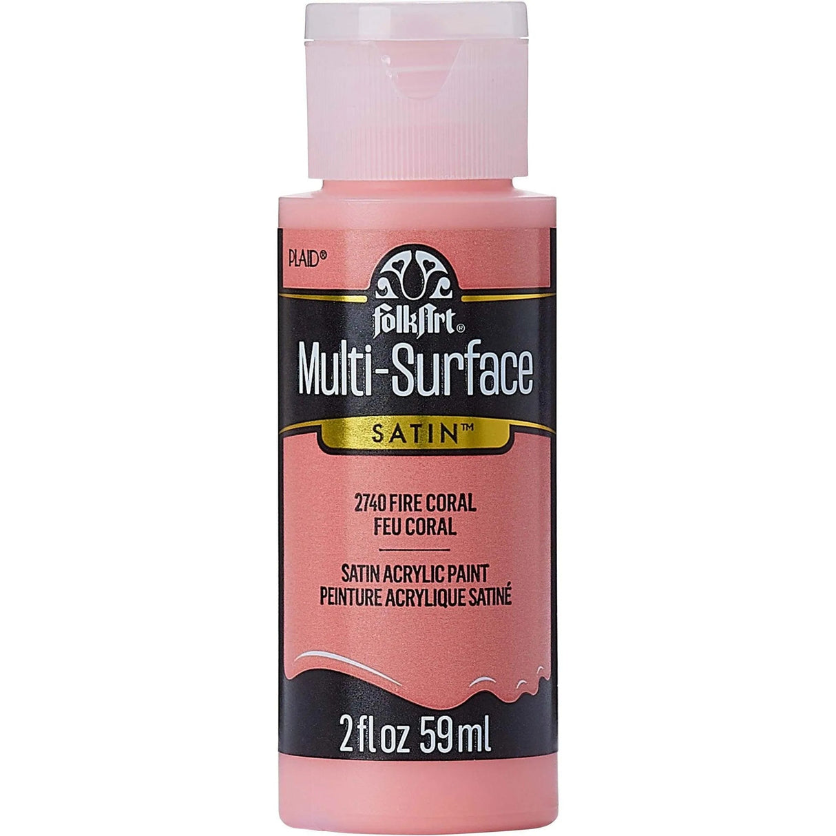 FolkArt Multi-Surface Acrylic Paint - Fire Coral (2 oz Bottle)