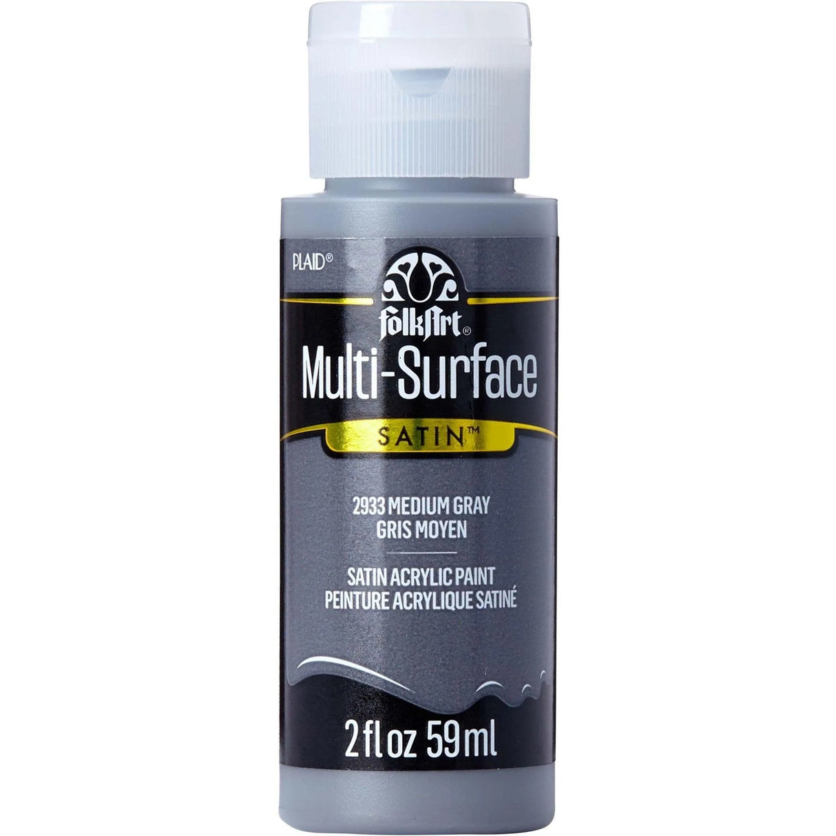 FolkArt Multi-Surface Acrylic Paint - Medium Gray (2 oz Bottle)