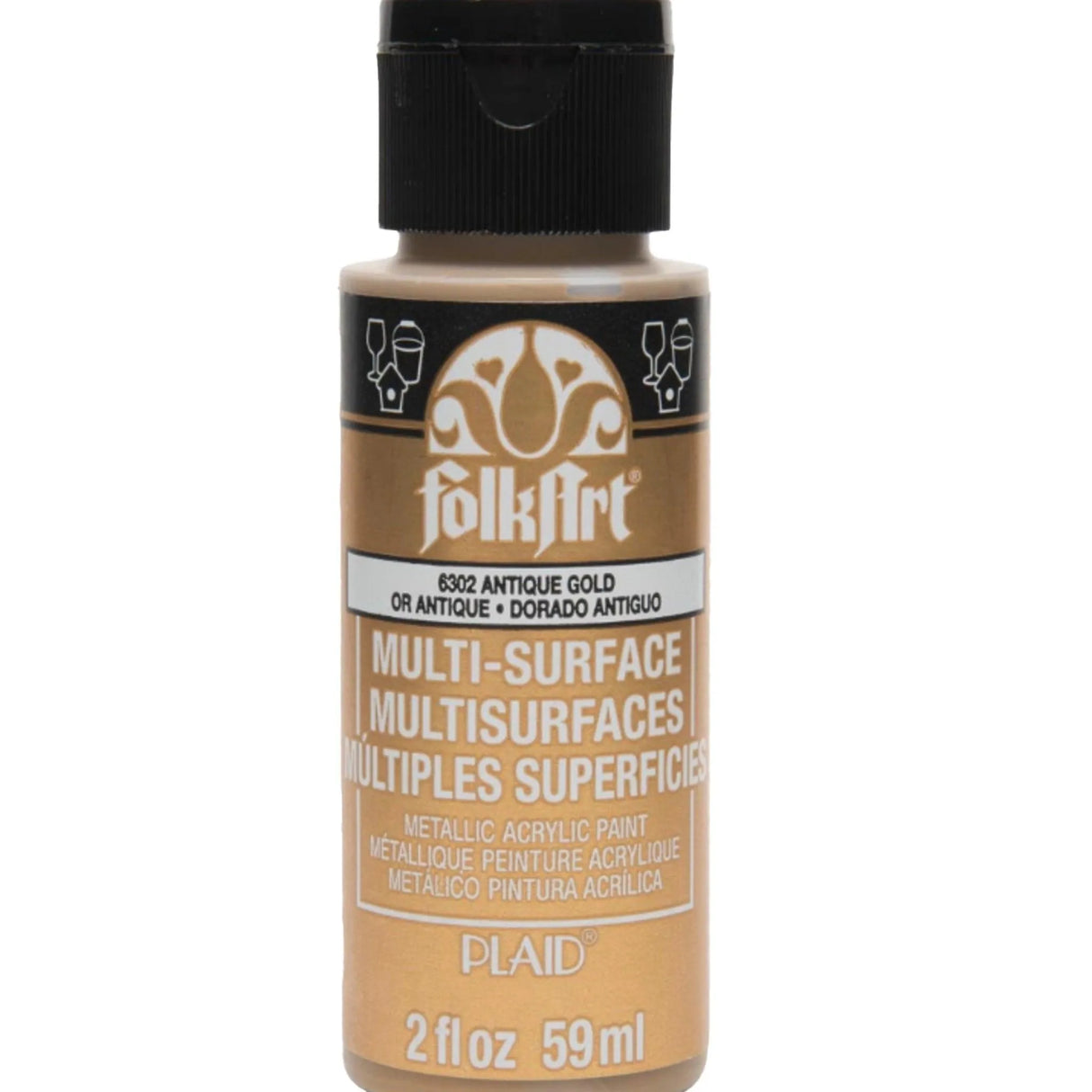 FolkArt Multi-Surface Acrylic Paint - Metallic Antique Gold (2 oz Bottle)