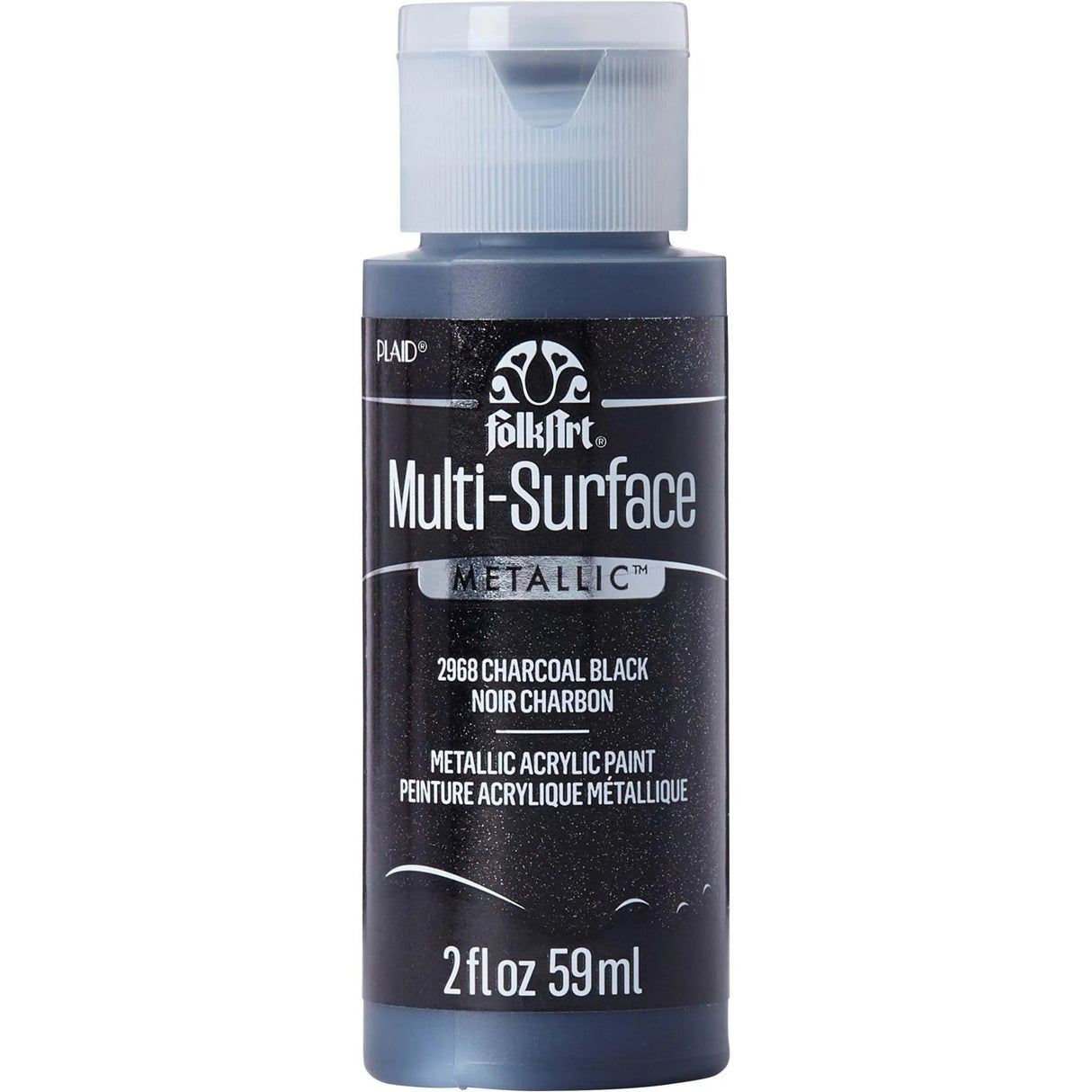 FolkArt Multi-Surface Acrylic Paint - Metallic Charcoal Black (2 oz Bottle)