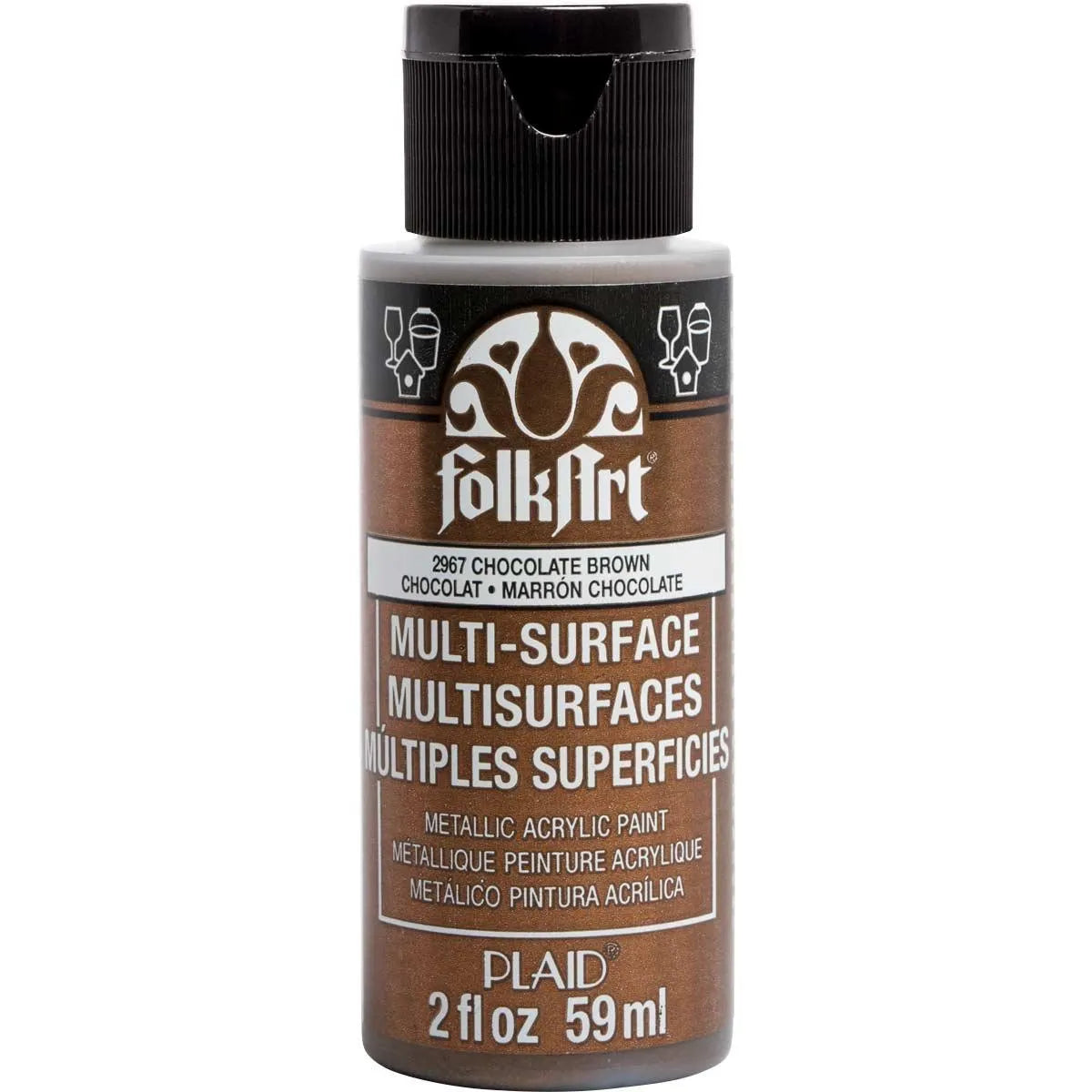FolkArt Multi-Surface Acrylic Paint - Metallic Chocolate Brown (2 oz Bottle)