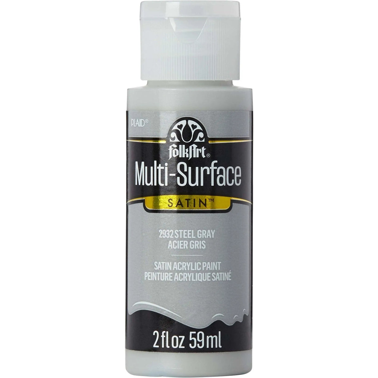 FolkArt Multi-Surface Acrylic Paint - Steel Gray (2 oz Bottle)