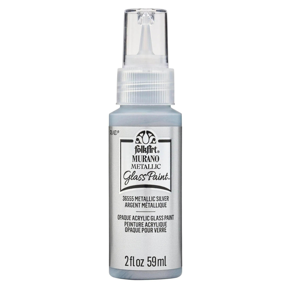 FolkArt Murano Glass Paint - Metallic Silver (2 oz Bottle)
