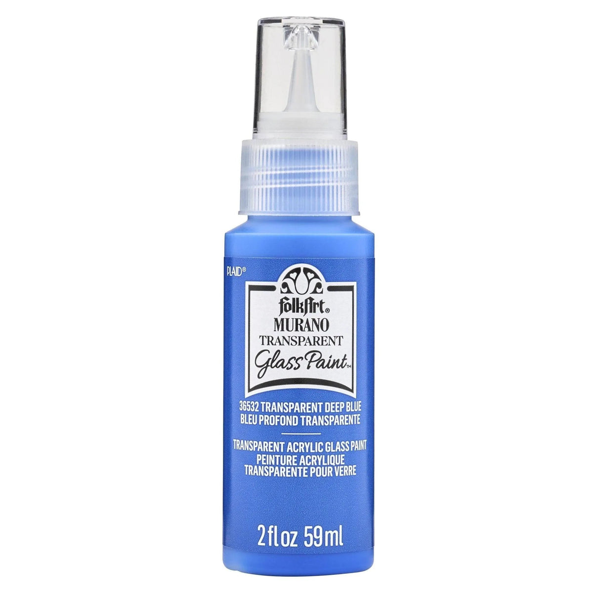 FolkArt Murano Glass Paint - Transparent Deep Blue (2 oz Bottle)