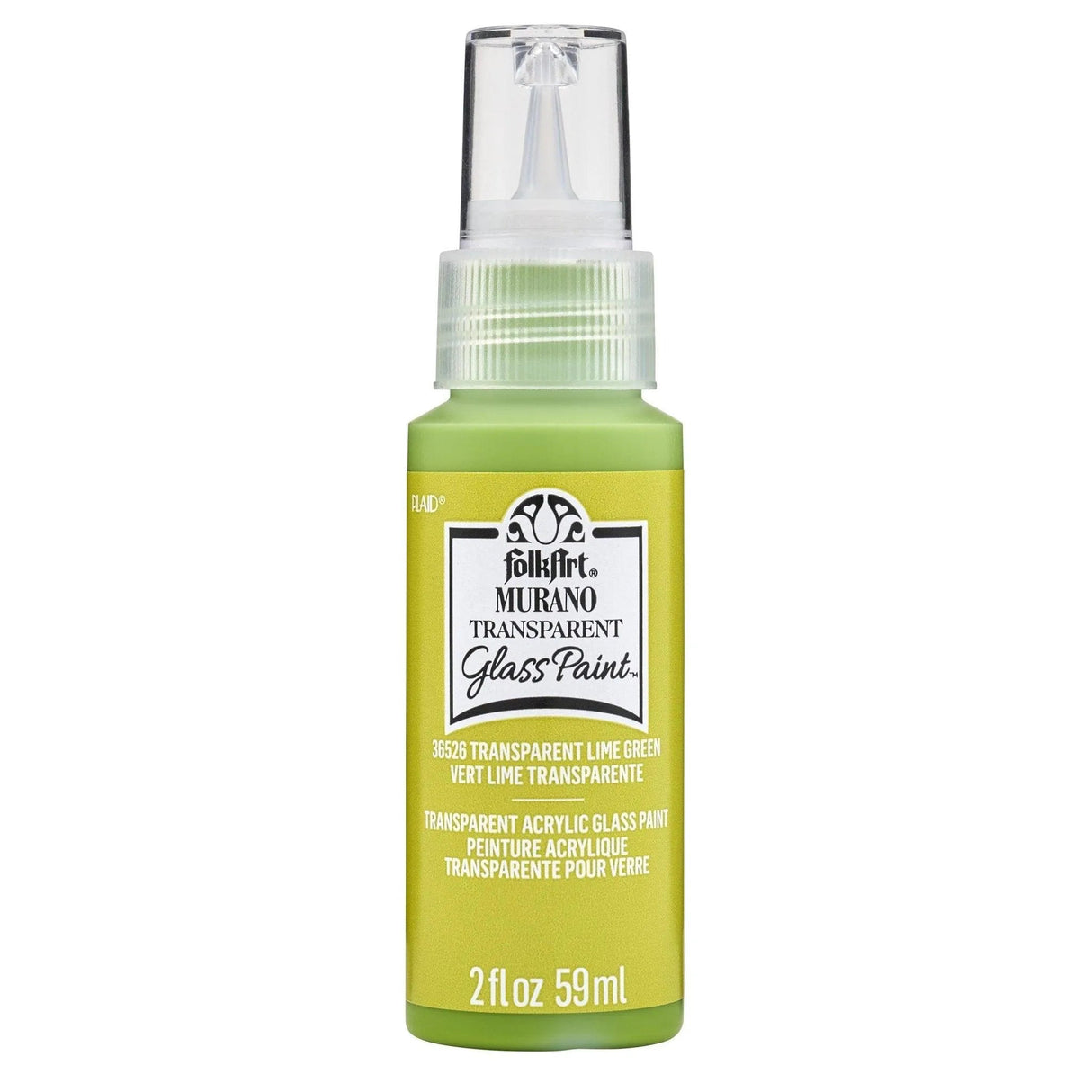 FolkArt Murano Glass Paint - Transparent Lime Green (2 oz Bottle)