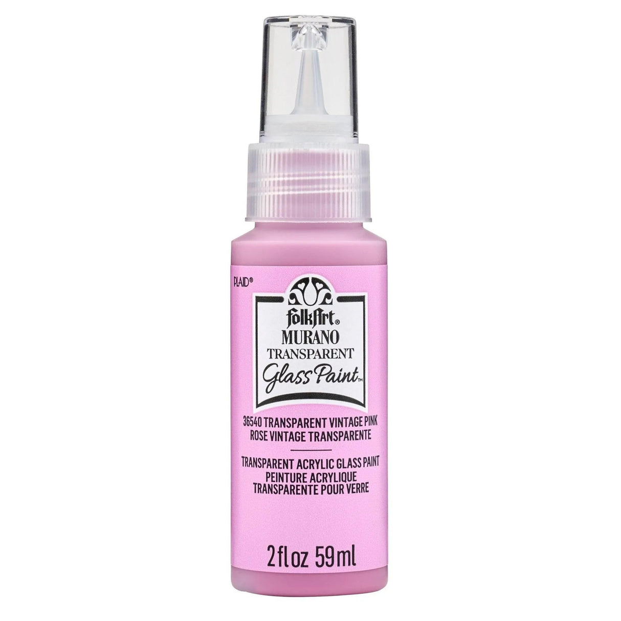 FolkArt Murano Glass Paint - Transparent Vintage Pink (2 oz Bottle)