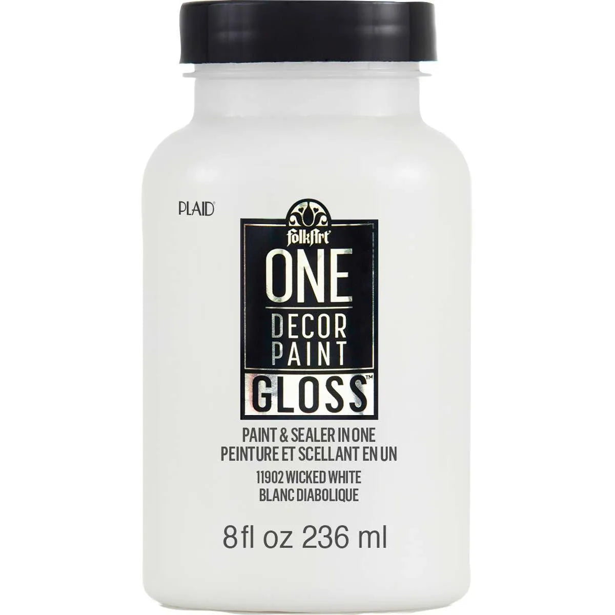 FolkArt One Decor Paint - Gloss Wicked White (8 oz Bottle)