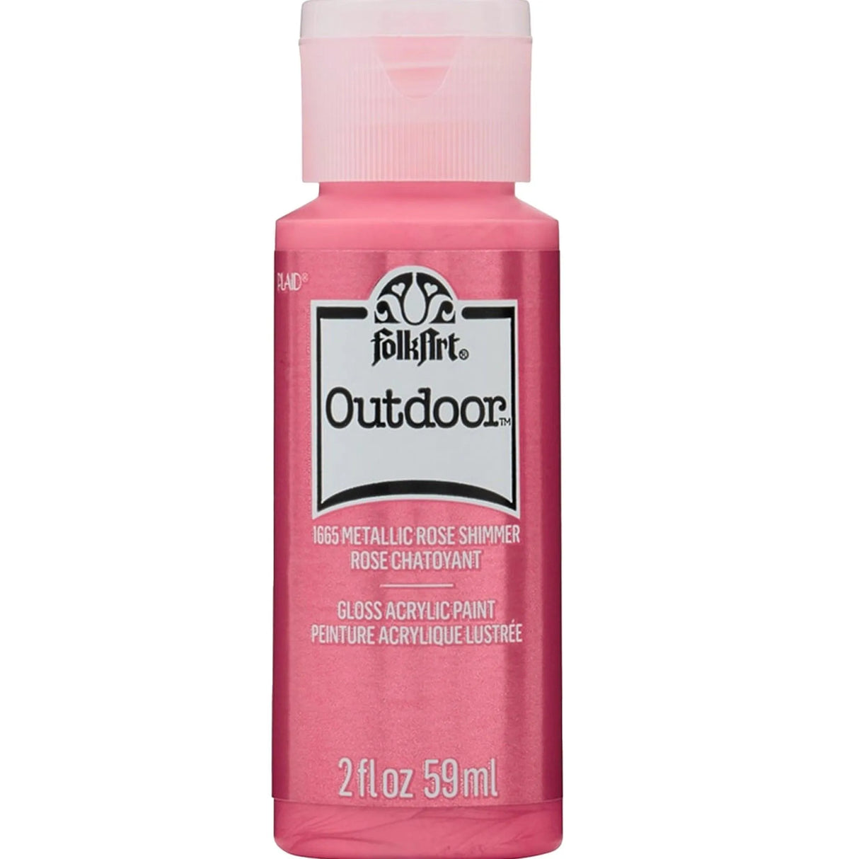 FolkArt Outdoor Acrylic Paint - Metallic Rose Shimmer (2 oz Bottle)
