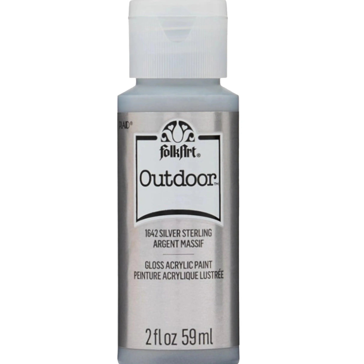 FolkArt Outdoor Acrylic Paint - Metallic Sterling Silver (2 oz Bottle)